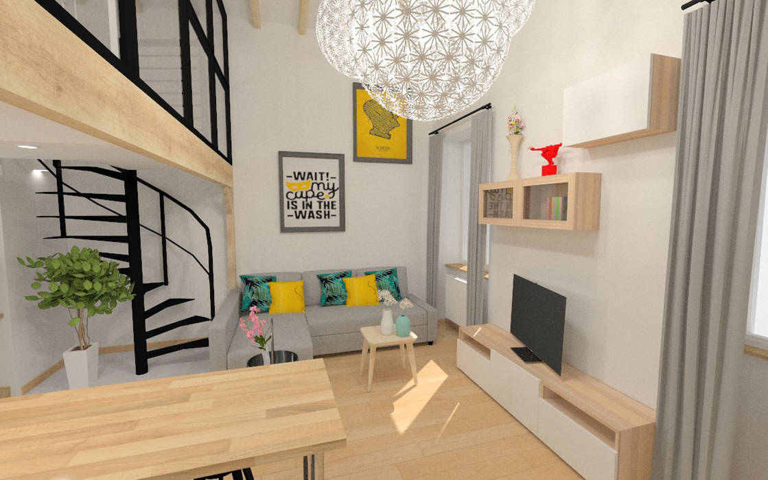 Rénovation d'un appartement canut - Lyon, 1.61 design 1.61 design Salon moderne