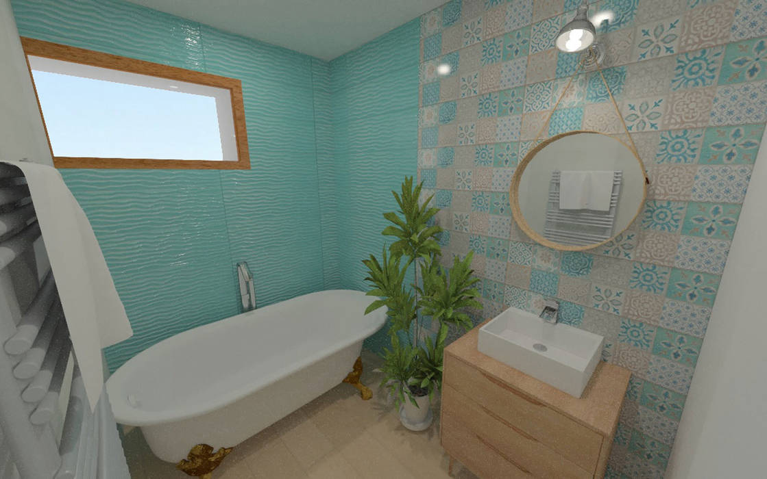 Home staging virtuelle pour la vente d'une maison - Pélussin, 1.61 design 1.61 design Salle de bain moderne