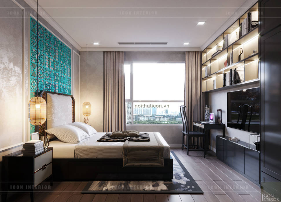 Thiết kế phong cách Đông Dương cùng sắc xanh độc đáo - Park Hill, ICON INTERIOR ICON INTERIOR Aziatische slaapkamers