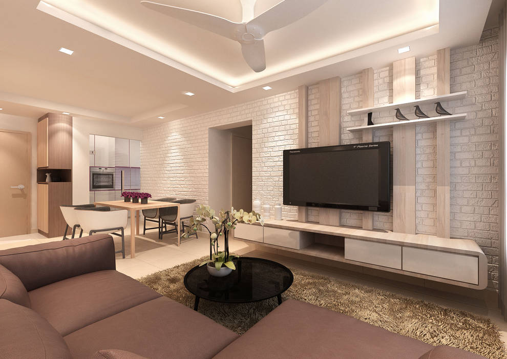 Singapore Apartment Design For Mrs. T, March Atelier March Atelier Salas de estilo moderno Contrachapado