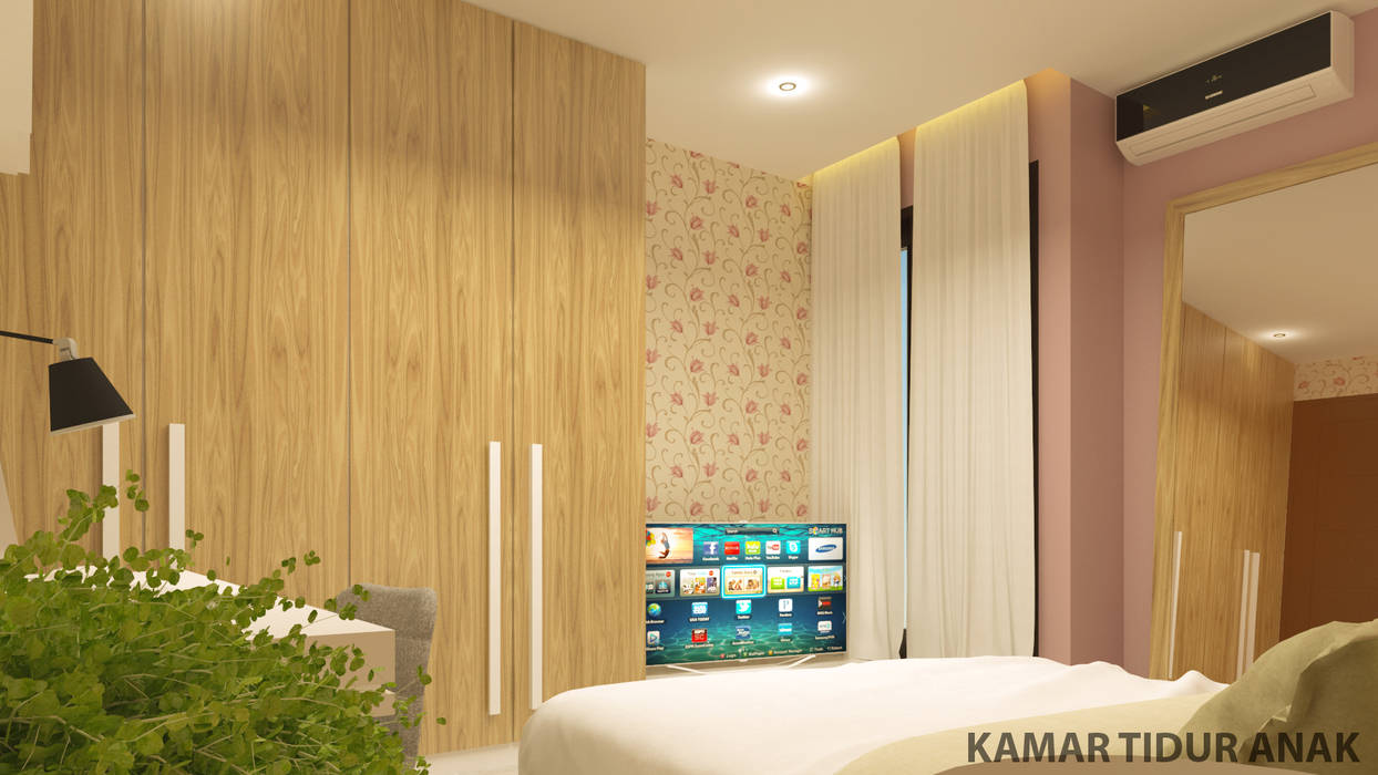 YN House, Interior Design, dk.std.id dk.std.id Kamar tidur anak perempuan Kayu Lapis