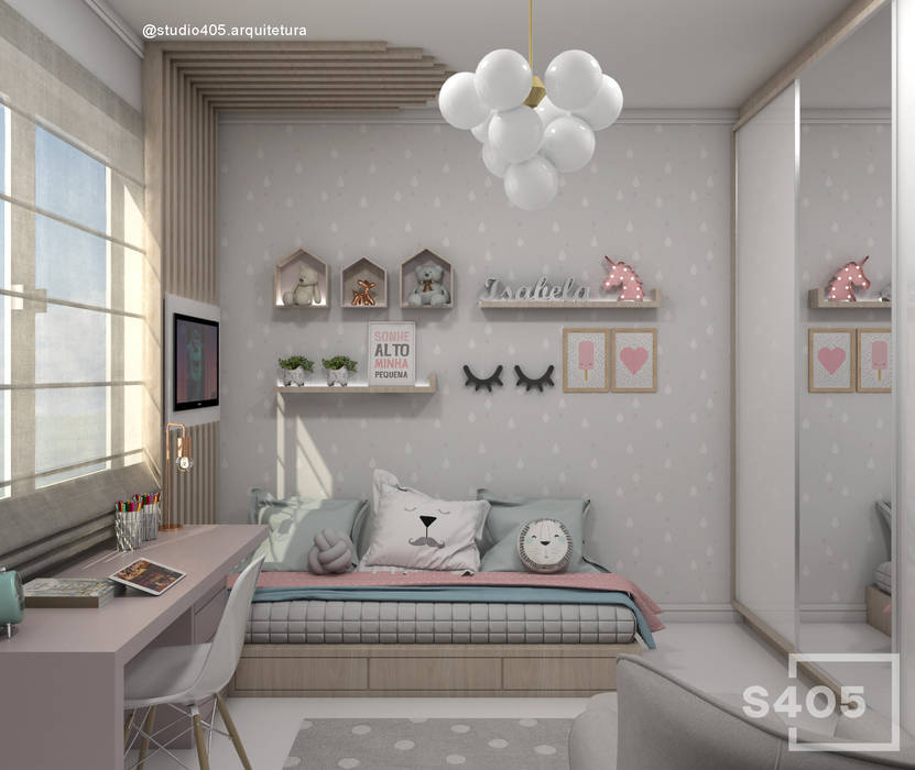 Quarto de Menina e Menino, STUDIO 405 - ARQUITETURA & INTERIORES STUDIO 405 - ARQUITETURA & INTERIORES 女孩房