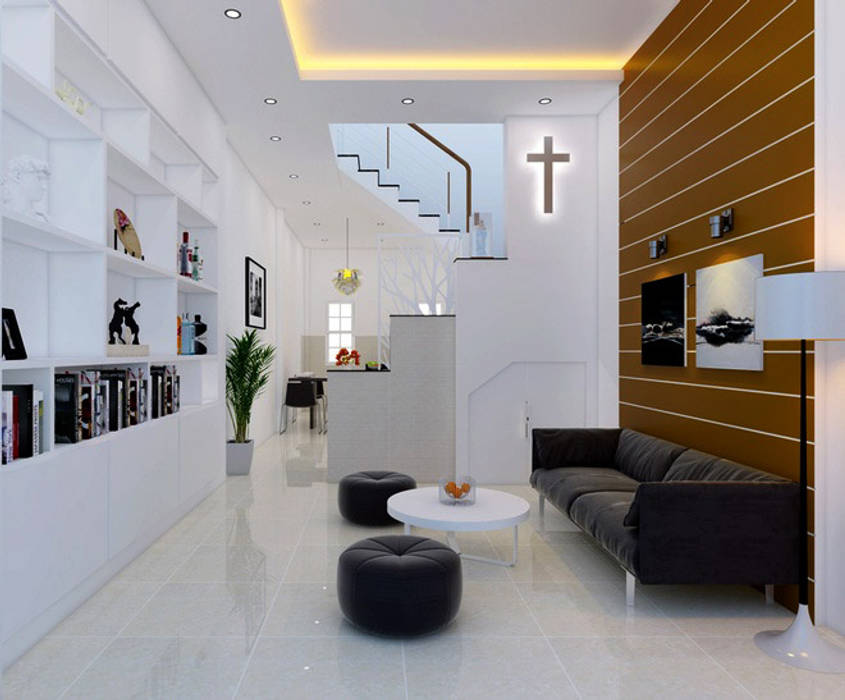 Ngỡ Ngàng Với Sự Thông Thoáng Của Ngôi Nhà Phố Mặt Tiền Chưa Đến 4m, Công ty Thiết Kế Xây Dựng Song Phát Công ty Thiết Kế Xây Dựng Song Phát Asian style living room