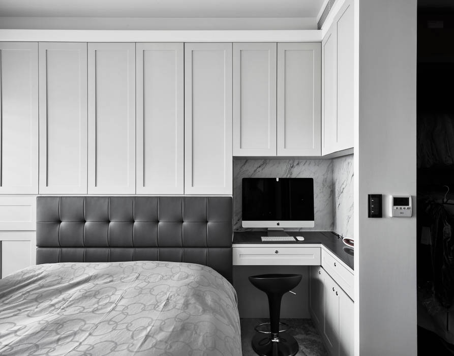 角 耀昀創意設計有限公司/Alfonso Ideas 臥室 簡約,無印風,黑白,現代,低調,北歐風,時尚,經典,線板,主臥