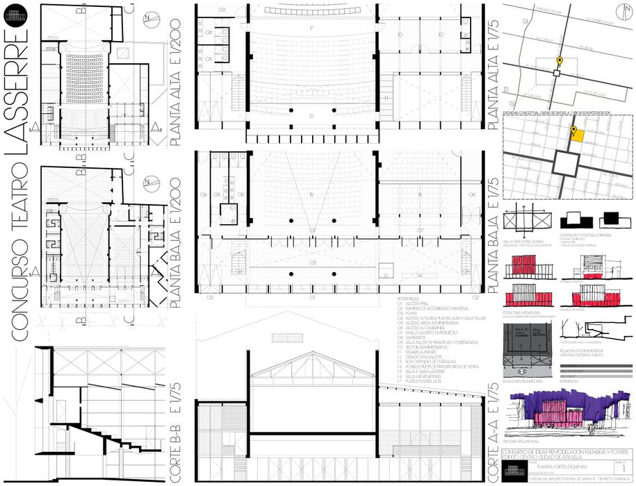 Concurso REMODELACIÓN TEATRO LASSERRE (2° premio), Mauricio Morra Arquitectos Mauricio Morra Arquitectos Bedrijfsruimten Evenementenlocaties