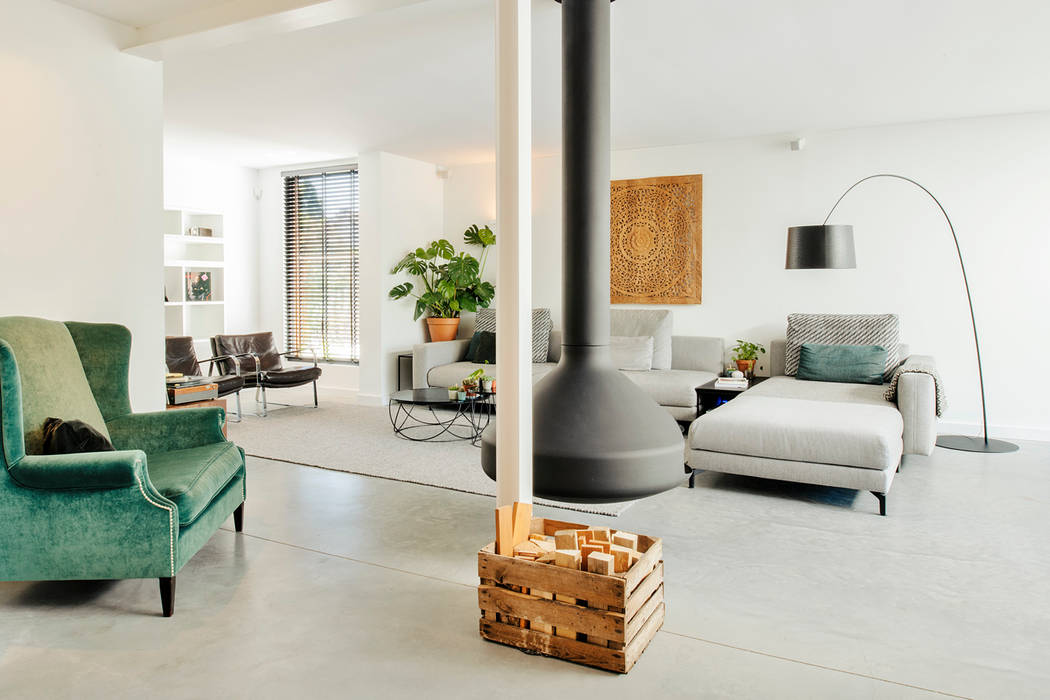 Stoere loft sfeer, Jolanda Knook interieurvormgeving Jolanda Knook interieurvormgeving Living room Concrete
