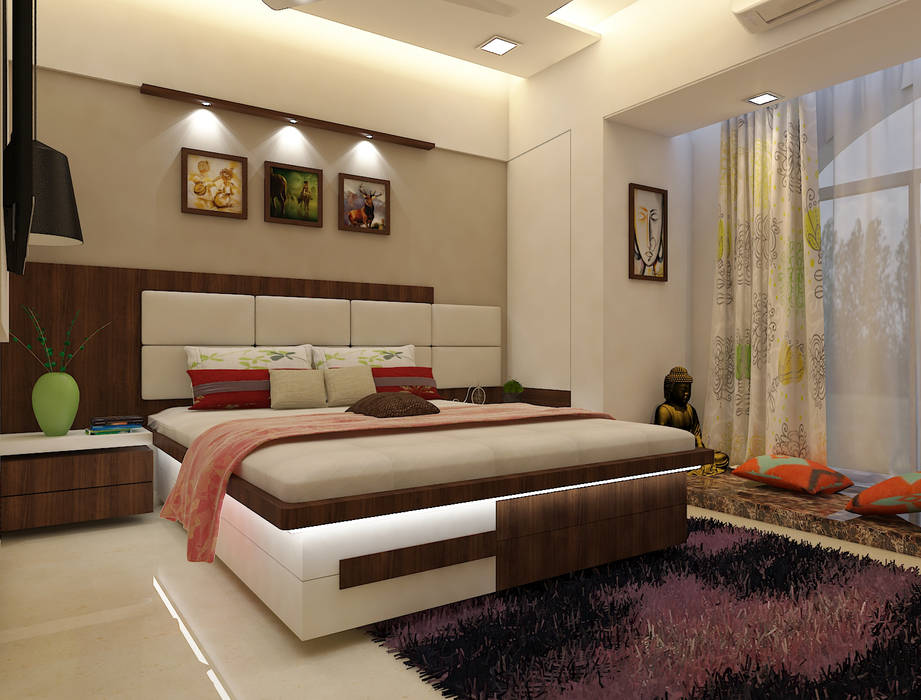 Residence at Belapur , N design studio,Interior Designer Mumbai N design studio,Interior Designer Mumbai Dormitorios modernos: Ideas, imágenes y decoración