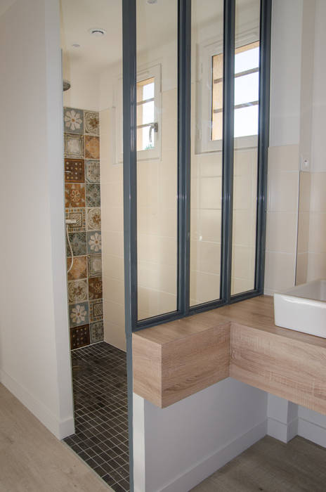 Salle de bains Kauri Architecture salle de bains,douche à l'italienne,verrière atelier,plan vasque,faïences,vintage,moderne,doux,contemporain