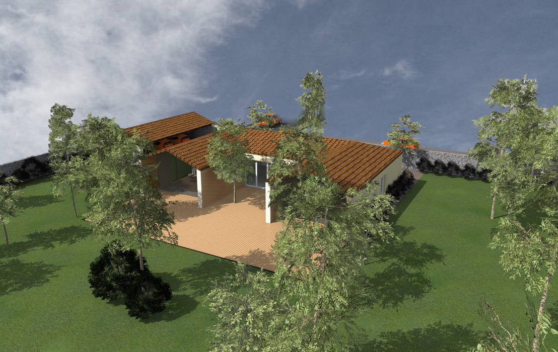Plein Sud - concept de maison en U avec terrasse Kauri Architecture maison,architecture,contemporain,moderne,en U,terrasse,auvent,baies vitrées