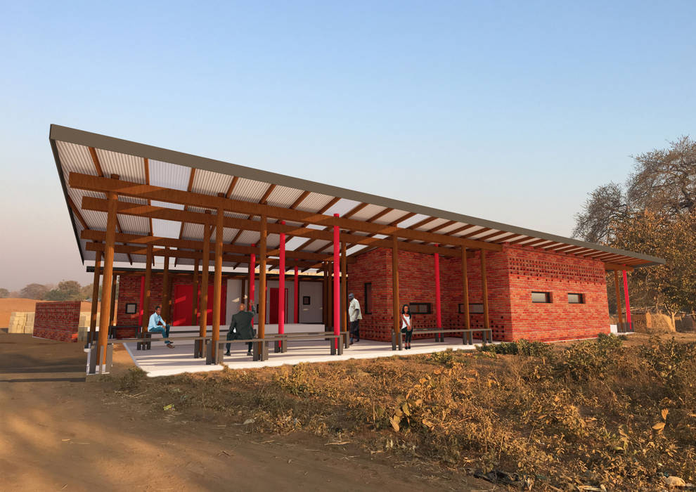 WAITING AREA VIEW A4AC Architects Commercial spaces Bricks RURAL CLINIC,UGANDA,PUBLIC,Clinics