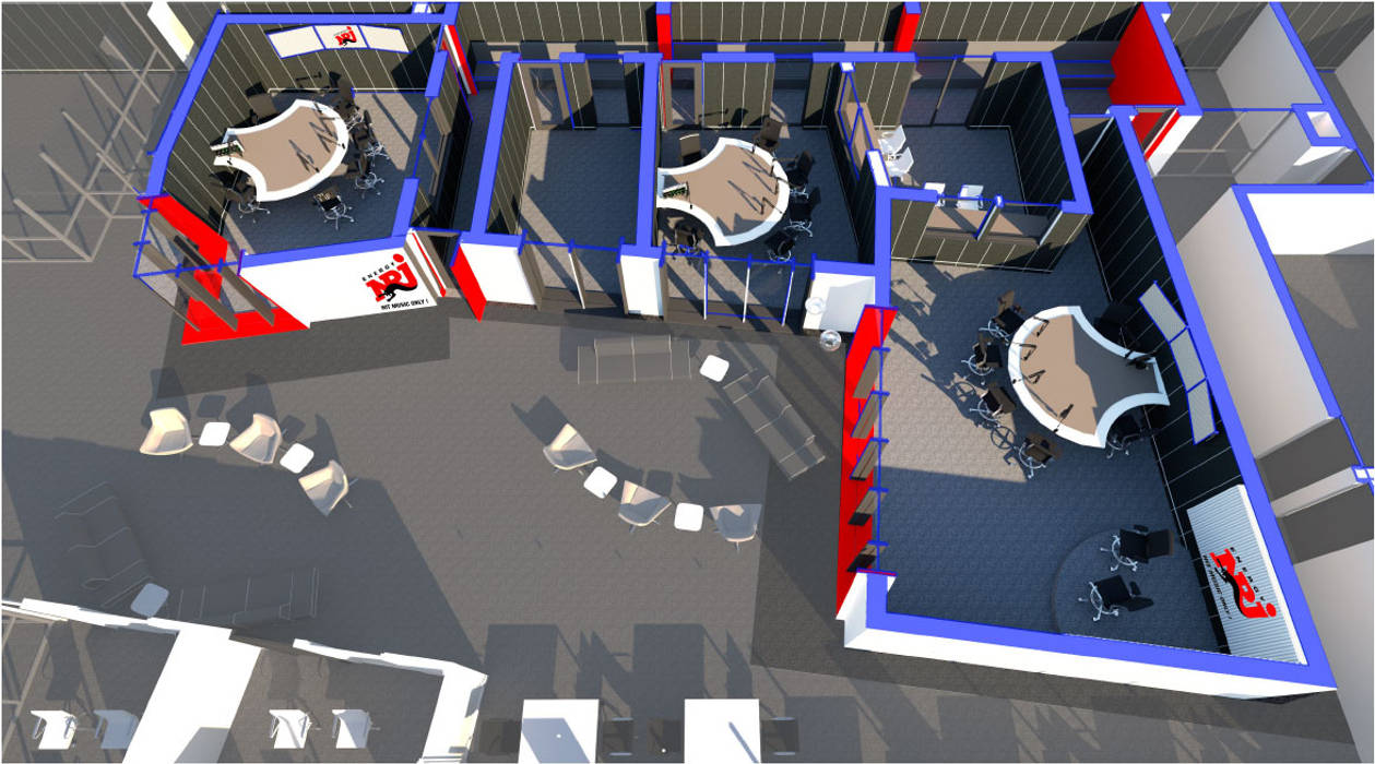 3D PLAN VIEW A4AC Architects Commercial spaces Metal KENYA,BROADCASTING STUDIO,FACELIFT,Commercial Spaces