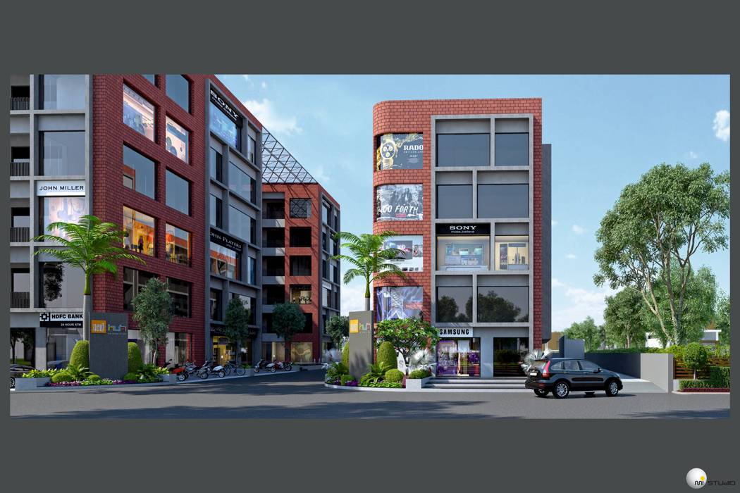 Exterior 3D Still Rendering - Commercial Projects, MI Studio LLP MI Studio LLP Ruang Komersial Kantor & toko