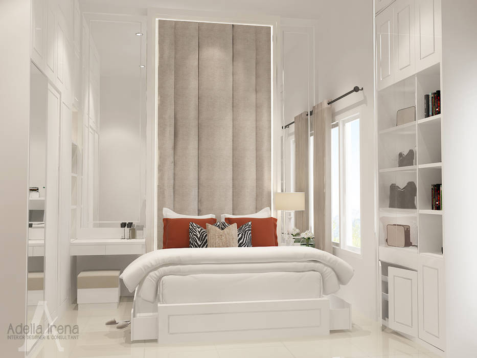 Klasik Modern, PEKA INTERIOR PEKA INTERIOR Kamar Tidur Klasik Kayu Buatan White klasikmodern,kamaranak,kamartidur
