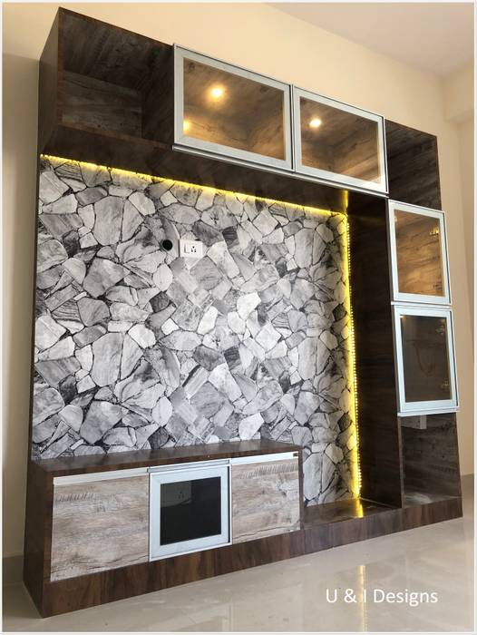 Tv unit with wallpaper homify