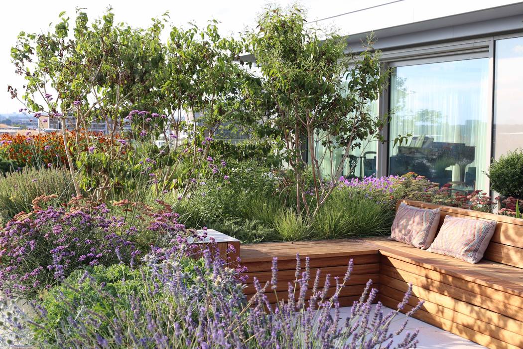 Fulham Reach, London Aralia Roof terrace Wood Wood effect garden sofa,garden furniture,garden chair,garden fence,indoor outdoor,outdoor sofa,outdoor furniture,outdoor seating,rooftop terrace