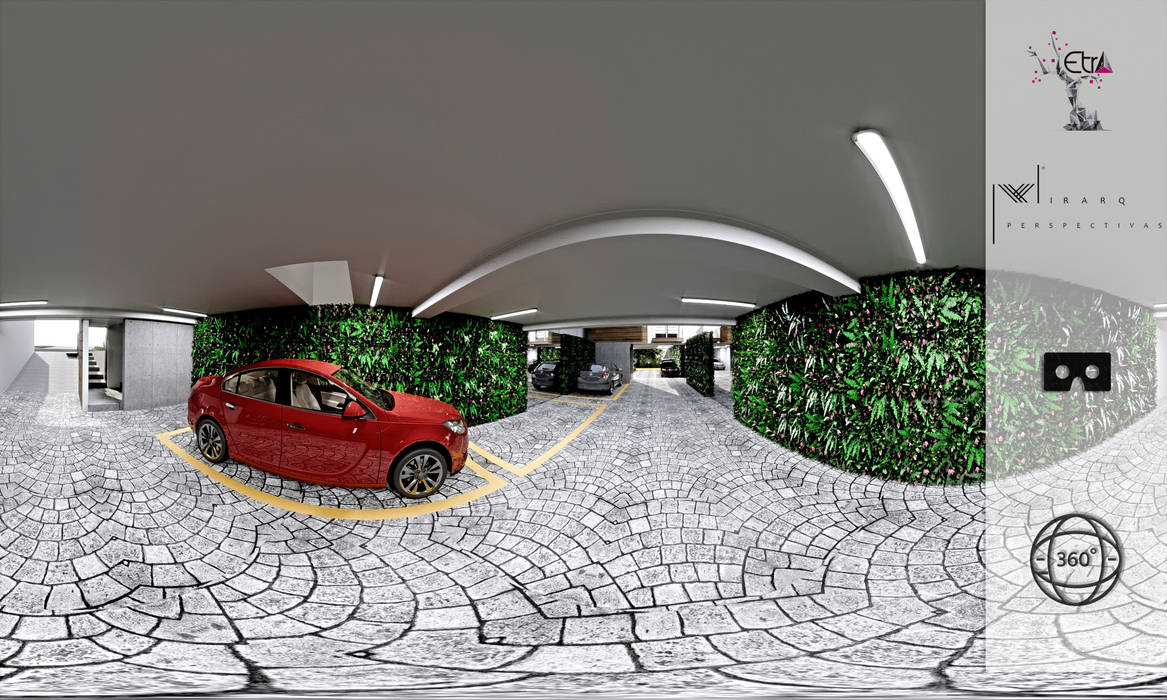 PREVISUALIZACIÓN - ESTACIONAMIENTO DEPTOS. REALIDAD VIRTUAL 360° MIRARQPERSPECTIVAS Garajes dobles