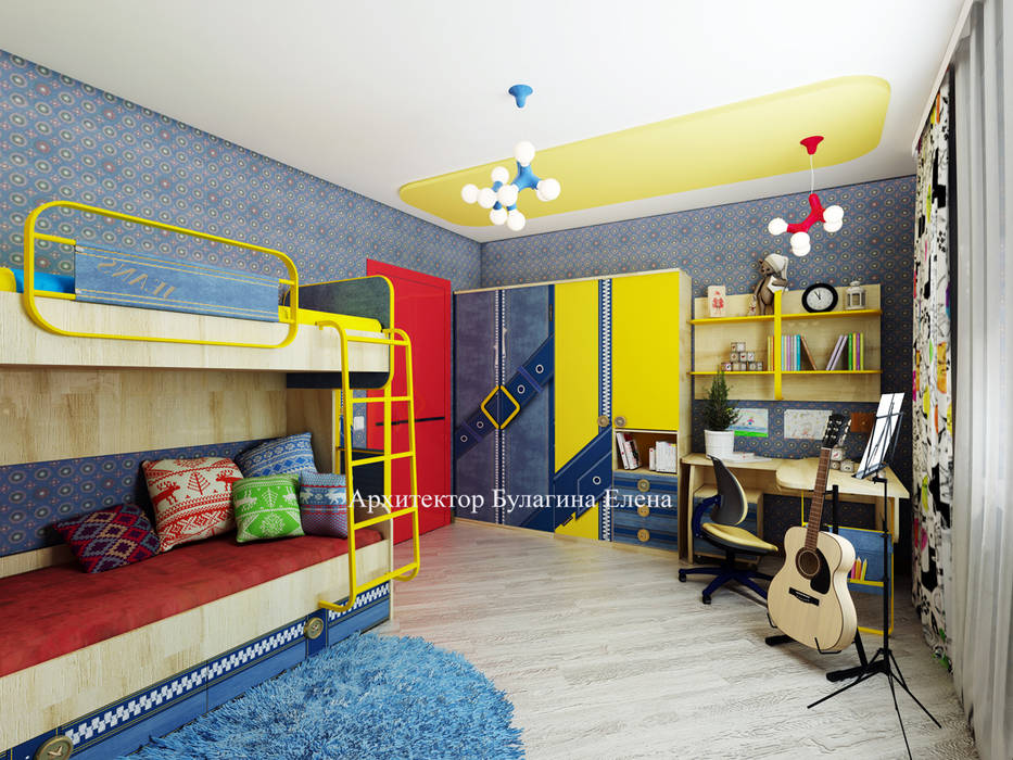 Яркий красный цвет в интерьере , Архитектурное Бюро "Капитель" Архитектурное Бюро 'Капитель' Boys Bedroom