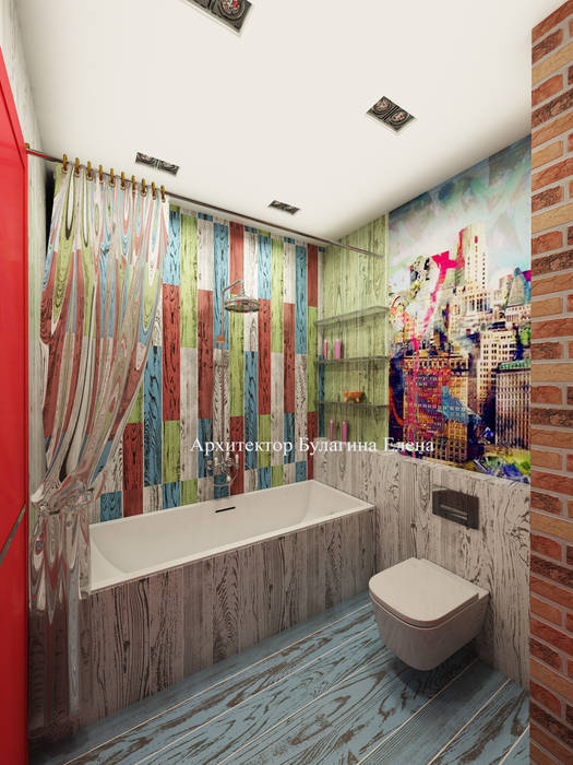 Яркий красный цвет в интерьере , Архитектурное Бюро "Капитель" Архитектурное Бюро 'Капитель' Eclectic style bathroom