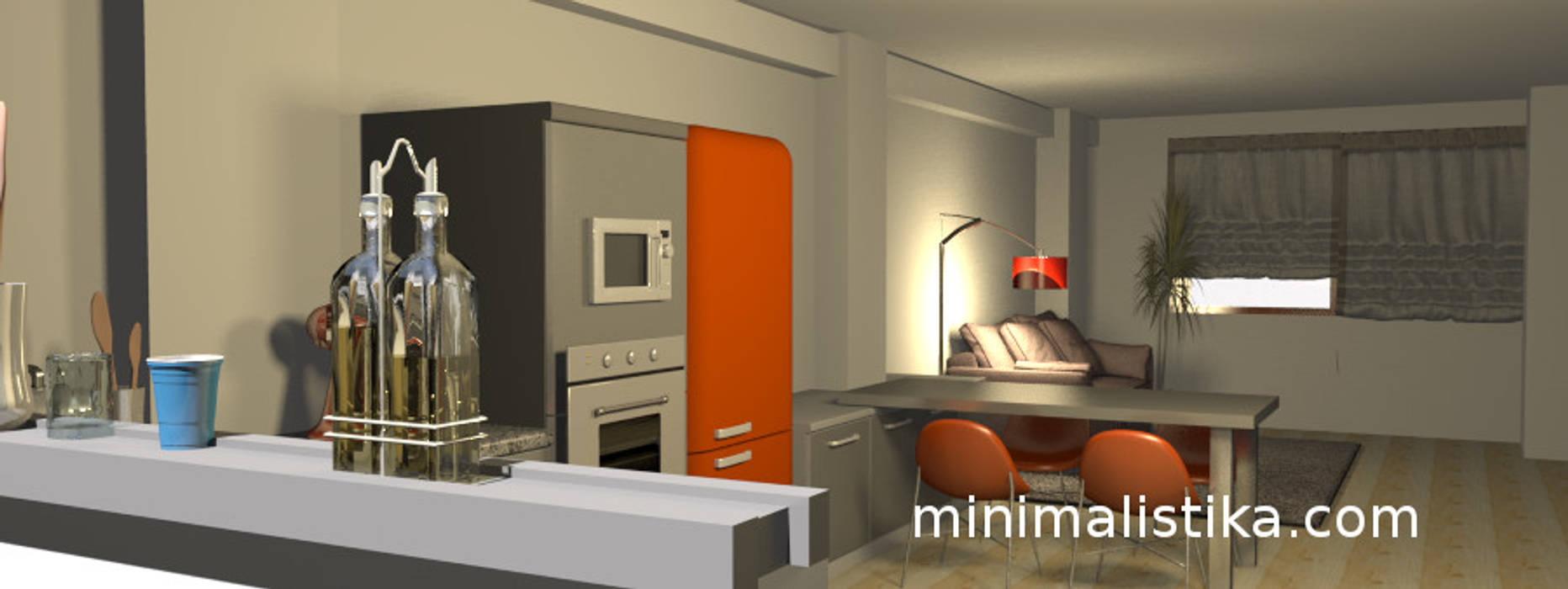 Loft Familiar Minimalistika.com Cocinas equipadas Aglomerado cocina,sala,comedor