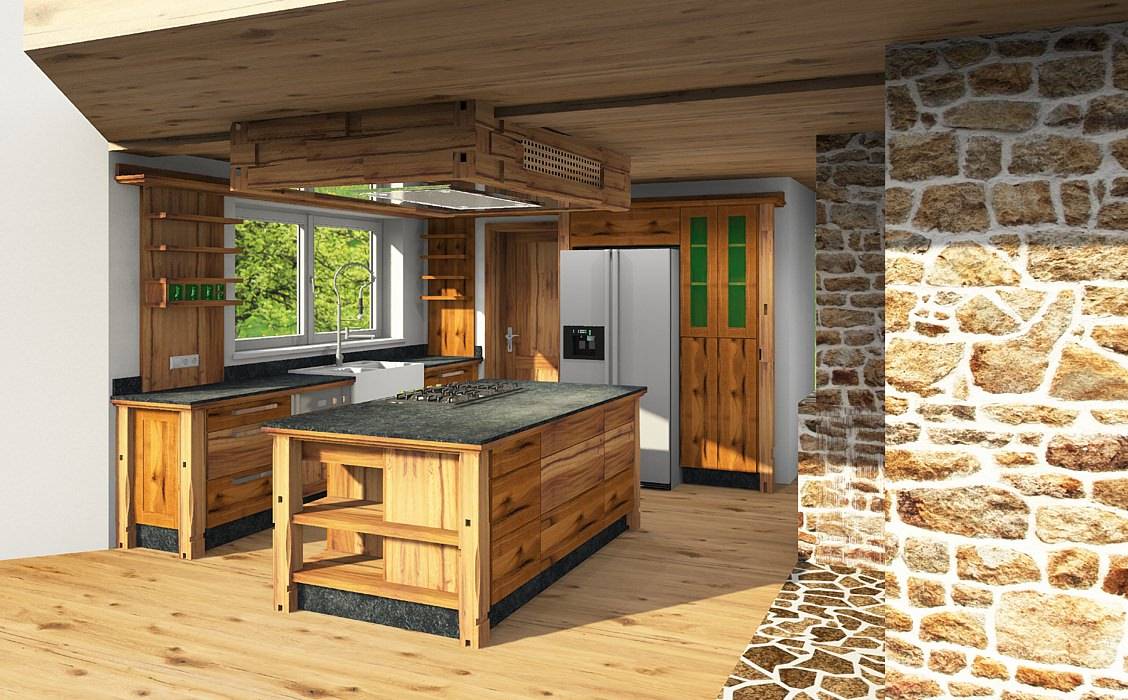 Altholzküche für Haus am See, Pfister Möbelwerkstatt Pfister Möbelwerkstatt Rustic style kitchen Solid Wood Multicolored