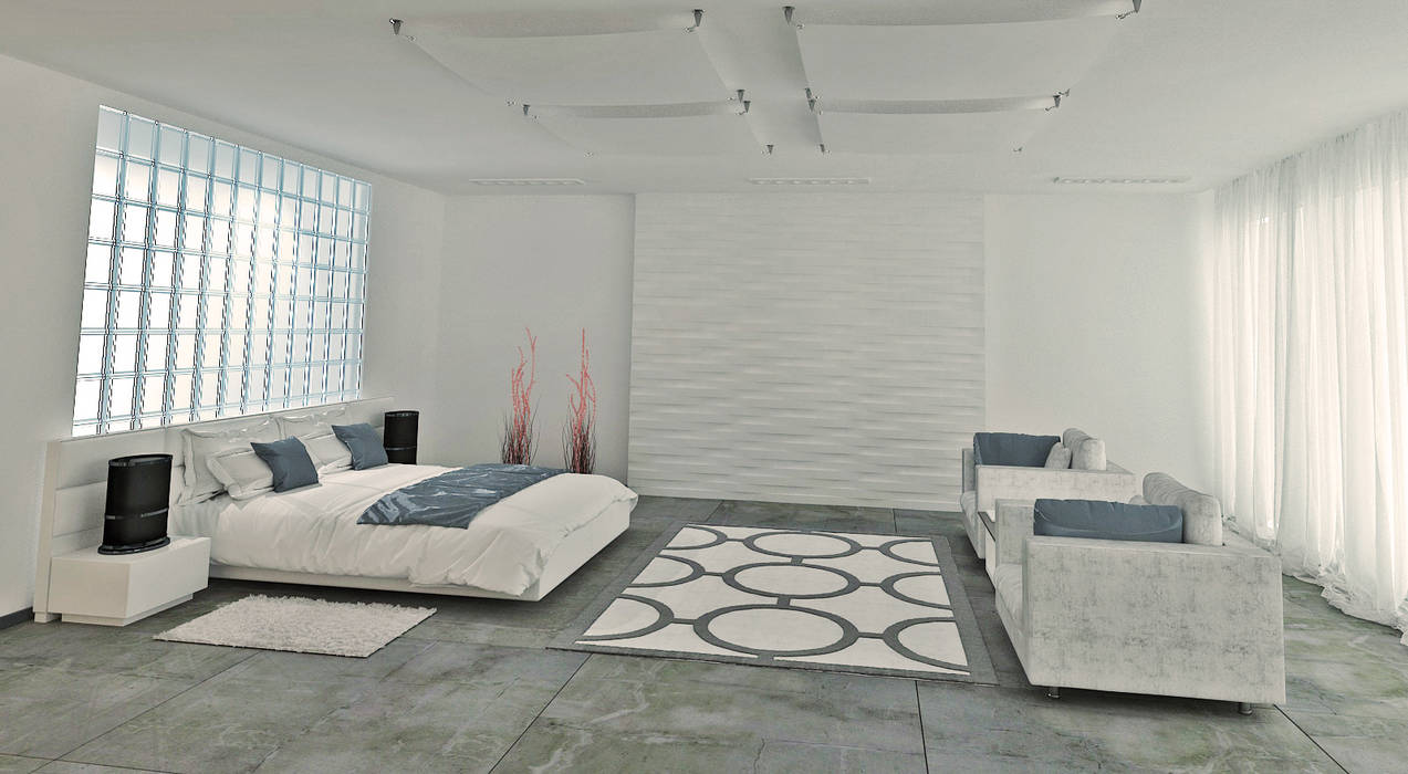 Большая спальня в стиле минимализм студия Design3F Спальня в стиле минимализм спальня,интерьер,минимализм,белая,дизайн
