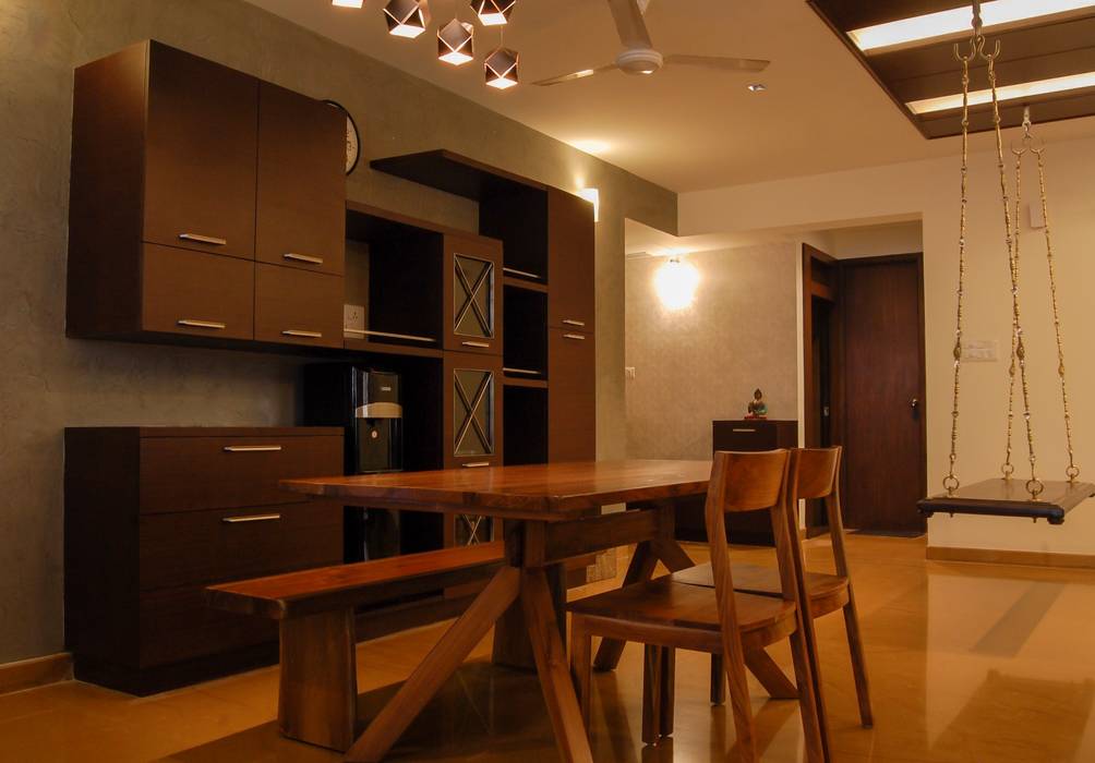 Apartment interiors- Kalakshetra, Chennai, Synergy Architecture and Interiors Synergy Architecture and Interiors Eclectic style dining room