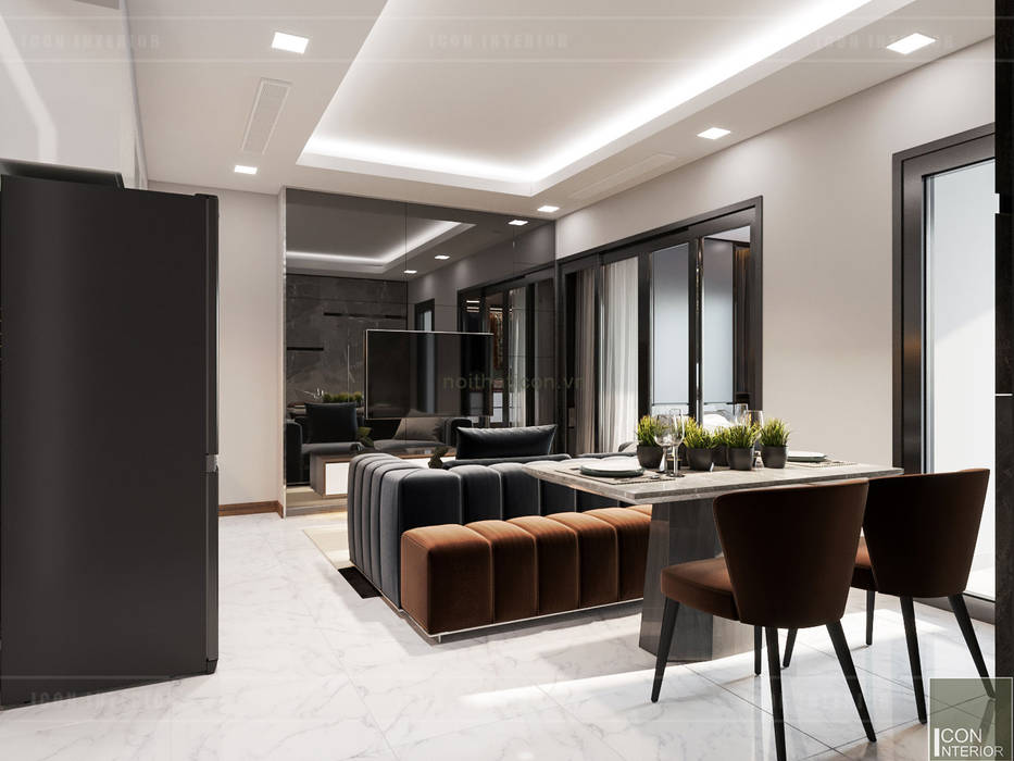 THIẾT KẾ NỘI THẤT CĂN HỘ HIỆN ĐẠI TẠI CĂN HỘ LANDMARK 81, ICON INTERIOR ICON INTERIOR Phòng ăn phong cách hiện đại