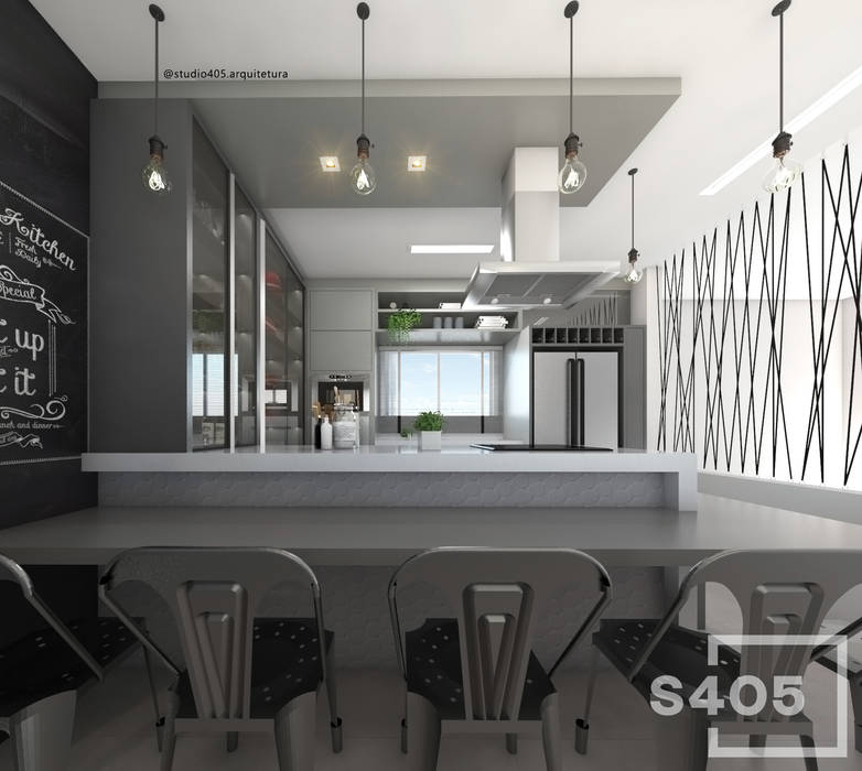 Cozinha, STUDIO 405 - ARQUITETURA & INTERIORES STUDIO 405 - ARQUITETURA & INTERIORES Built-in kitchens