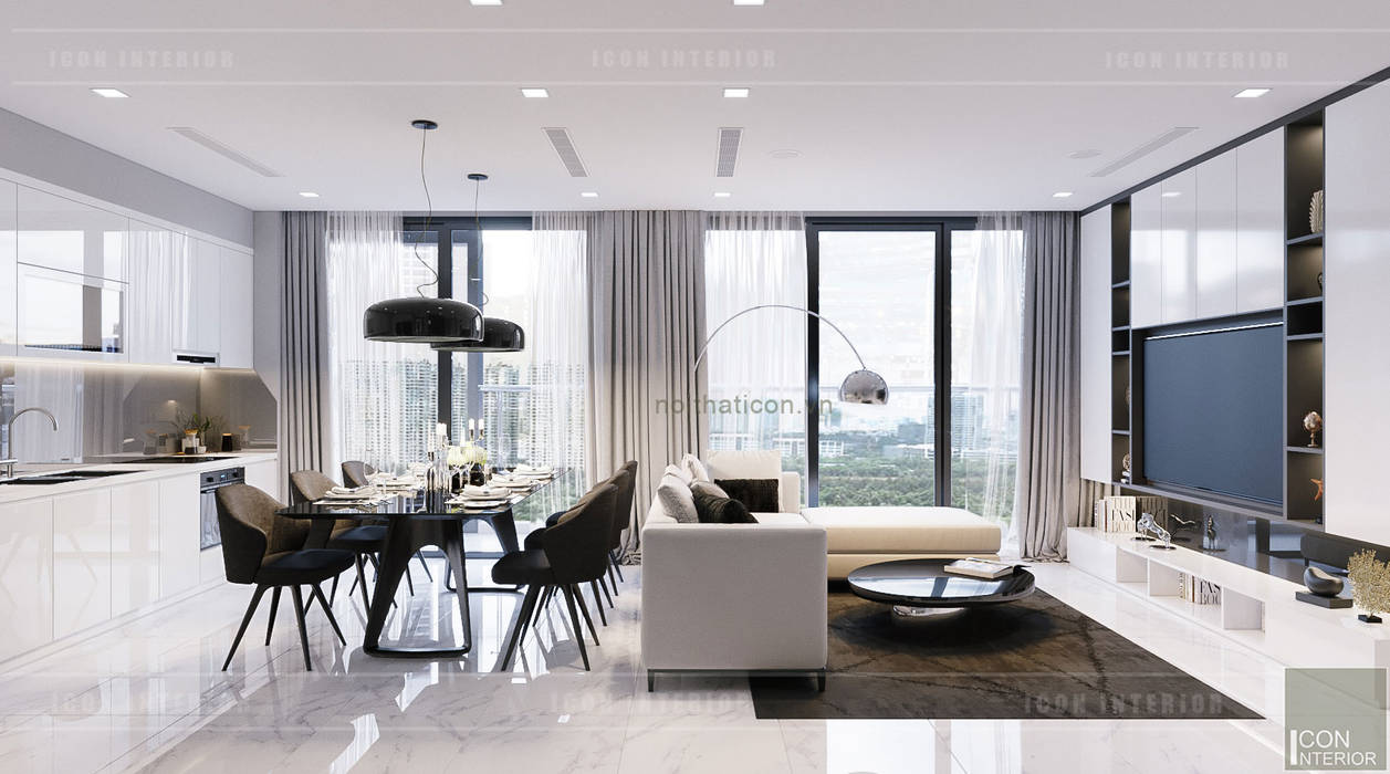 VẺ ĐẸP CĂN HỘ VINHOMES VỚI THIẾT KẾ HIỆN ĐẠI NỔI BẬT, ICON INTERIOR ICON INTERIOR Livings de estilo moderno