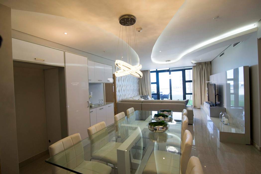 White Modern 3 Bedroom Apartment, Adore Design Adore Design Minimalist dining room