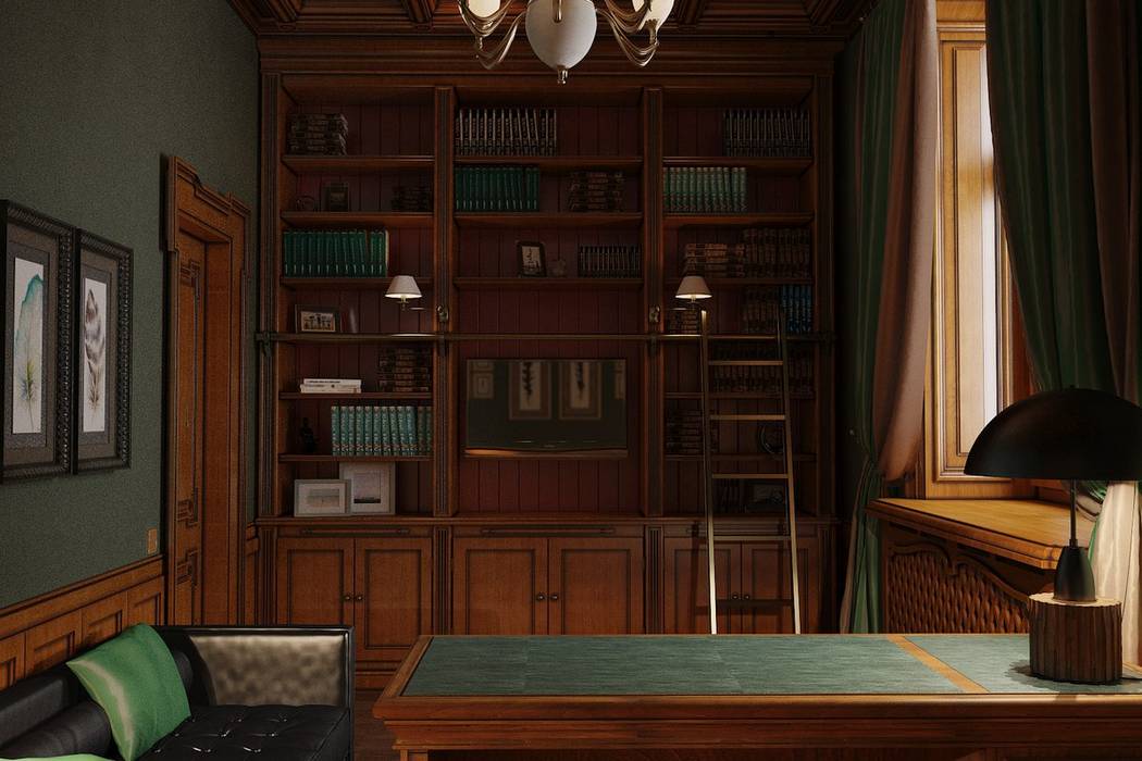 Кабинет в английском стиле, студия Design3F студия Design3F Classic style study/office