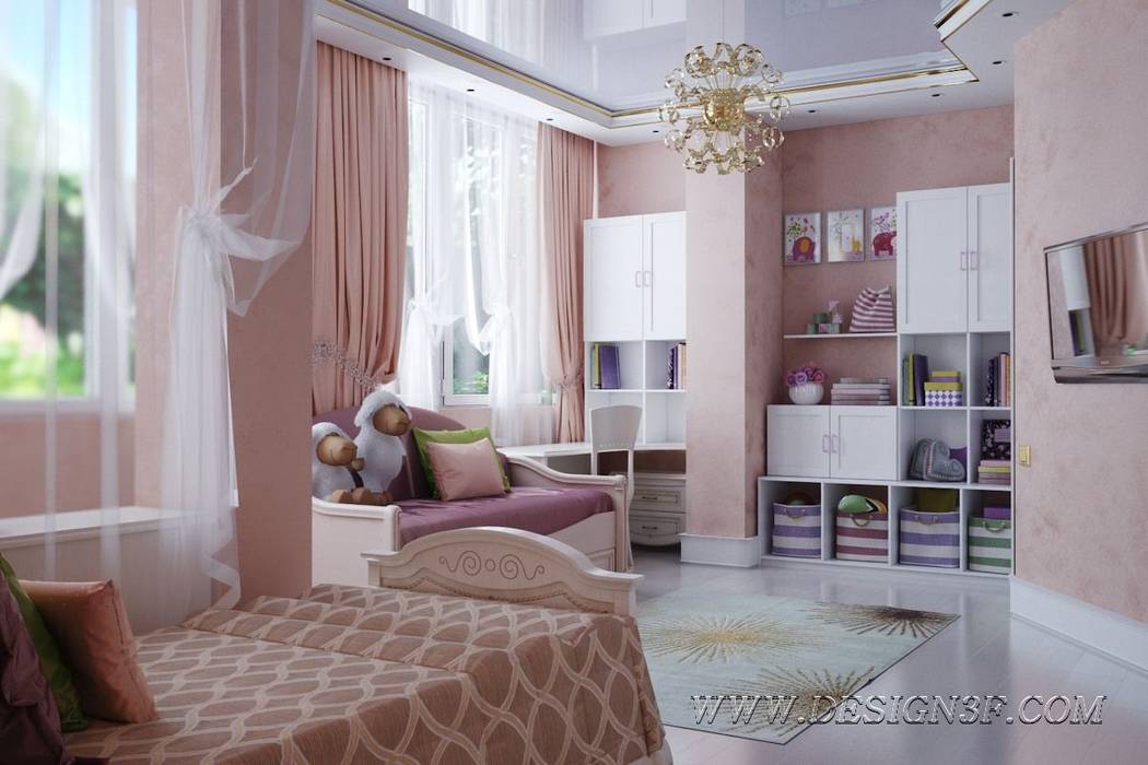 Большая детская для девочки, студия Design3F студия Design3F Nursery/kid’s room