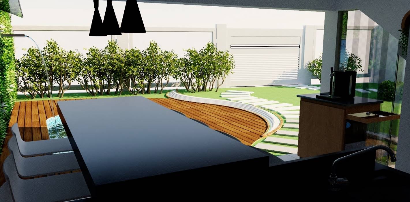 Bancada Com Vista Para A Piscina Candido Candido Arquitetura Engenharia Armarios E Bancadas De Cozinha Homify