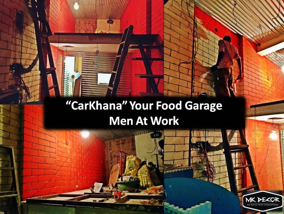 "CarKhana" ATheme-Based Cafe Designed by Team MK Decor MK Decor Commercial spaces Bricks Hotels