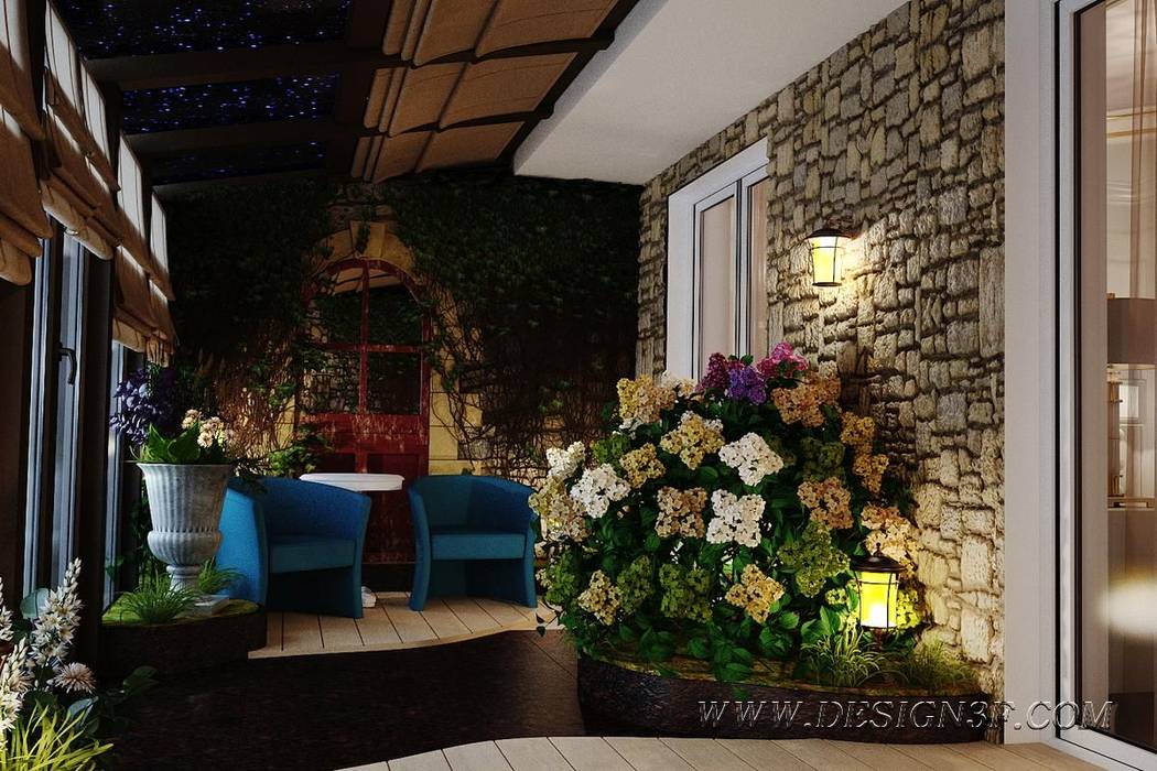 Зимний сад на лоджии, студия Design3F студия Design3F Tropical style conservatory