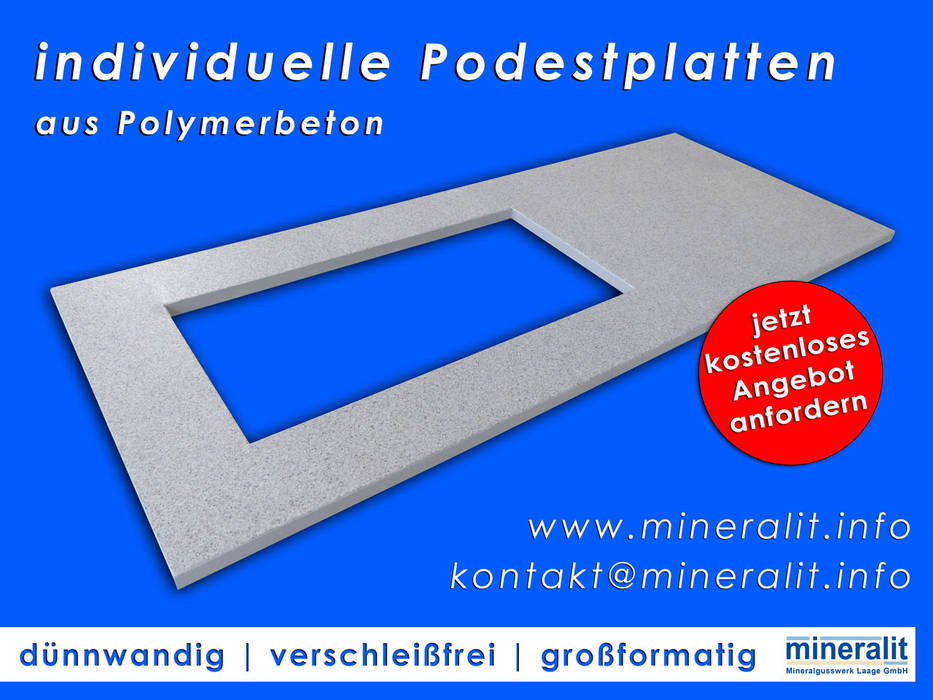 Podestplatten nach Maß Mineralit - Mineralgusswerk Laage GmbH Treppe Quarz podestplatten