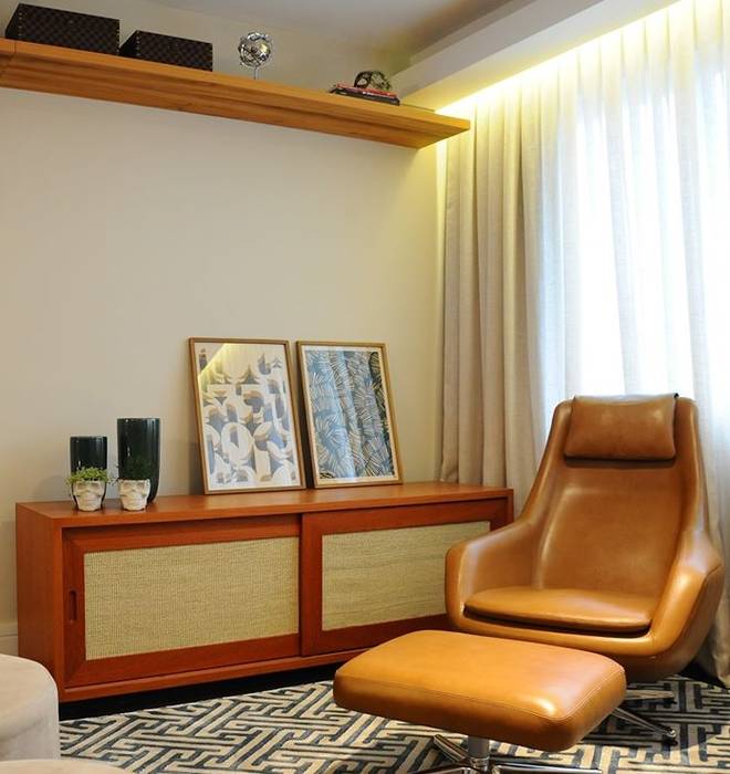 Apartamento em Edifício Antigo Reformado para Jovem Casal, MARIA FERNANDA PEREIRA MARIA FERNANDA PEREIRA Salon moderne Bois Effet bois