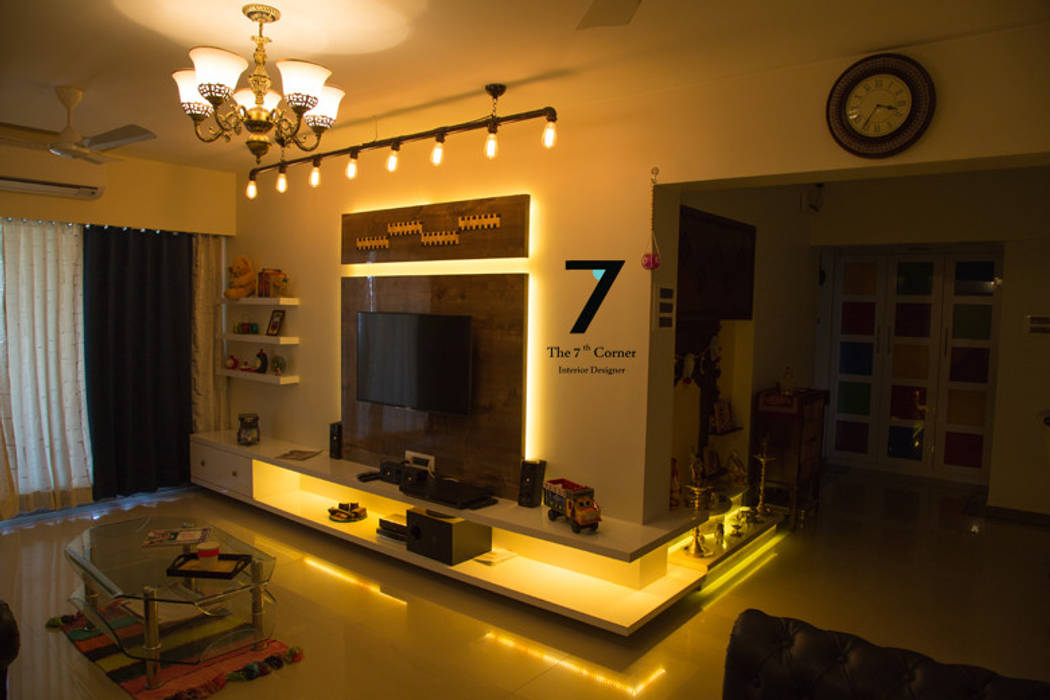 3bhk Residence at goregoan , mumbai, The 7th Corner Interior The 7th Corner Interior Asian style living room