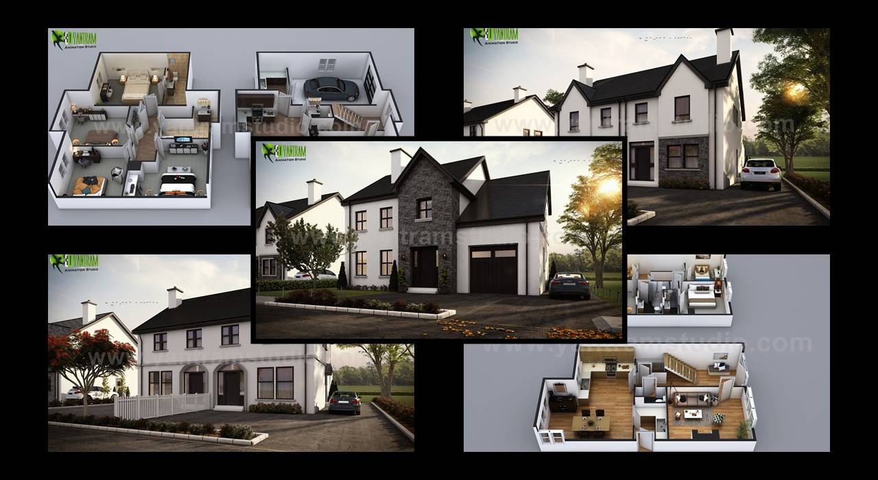 exterior design rendering Yantram Animation Studio Corporation Multi-Family house exterior design rendering,home,house,bungalow,exterior,design,rendering,garden