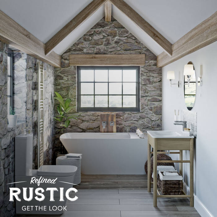 rustic small space bath Victoria Plum Baños de estilo rústico