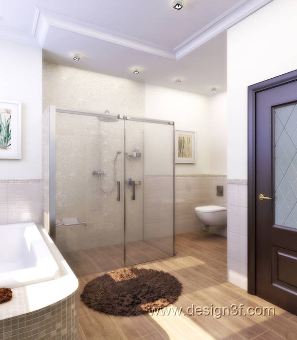 Большая ванная комната с ванной и душевой студия Design3F Ванная в классическом стиле ванная,душевая