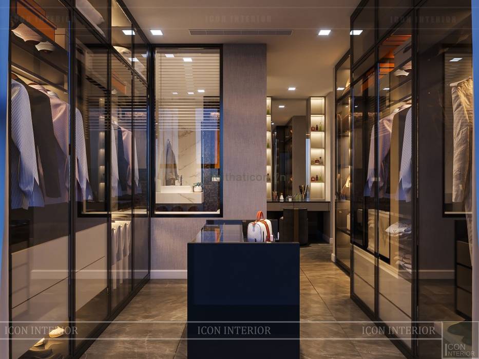 Thiết kế nội thất hiện đại tinh tế ở căn hộ Vinhomes Central Park, ICON INTERIOR ICON INTERIOR Modern dressing room