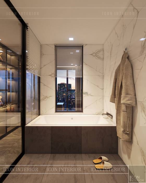 Thiết kế nội thất hiện đại tinh tế ở căn hộ Vinhomes Central Park, ICON INTERIOR ICON INTERIOR Phòng tắm phong cách hiện đại