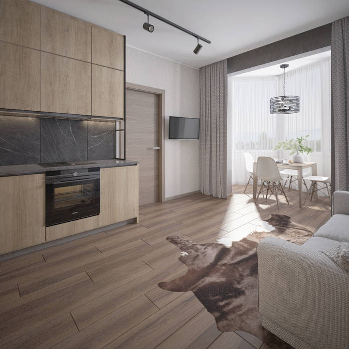 Природные цвета в интерьере квартиры в Сочи, Alt дизайн Alt дизайн Kitchen Wood Wood effect