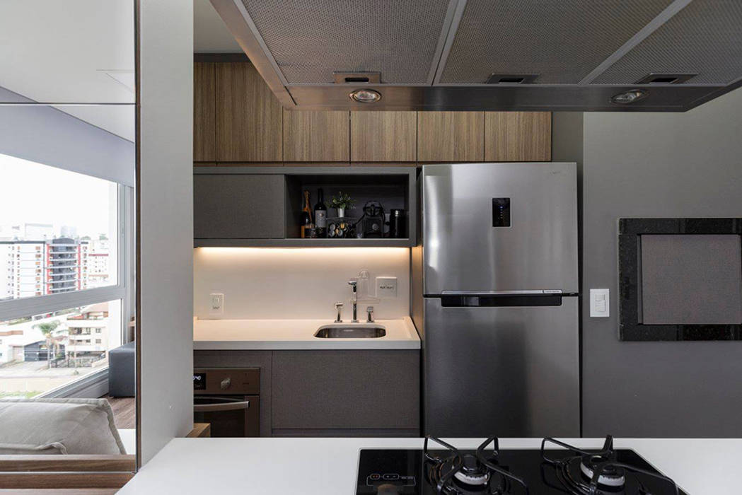 Apartamento Contemporâneo Clean, Rabisco Arquitetura Rabisco Arquitetura Dapur kecil MDF