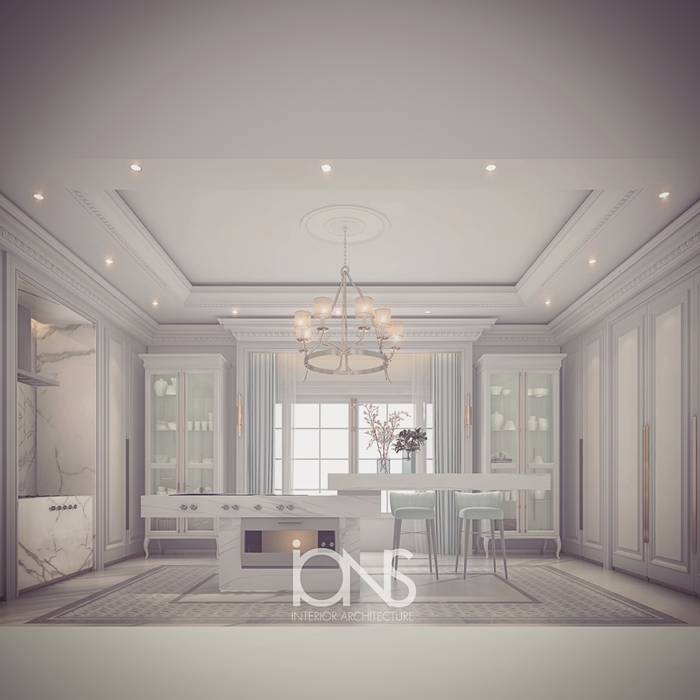 Sleek and Pristine Grey – White Kitchen Design Ideas, IONS DESIGN IONS DESIGN مطبخ رخام kitchen design,interior design,home design,home decor,interior decorations,dubai,qatar,doha,saudi,middle east,luxury homes