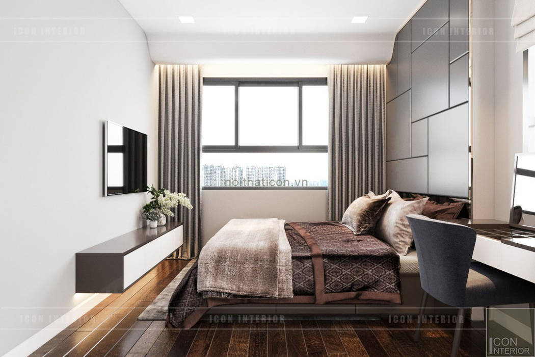 Căn hộ Wilton Tower Bình Thạnh với THIẾT KẾ HIỆN ĐẠI THANH LỊCH, ICON INTERIOR ICON INTERIOR Modern Bedroom