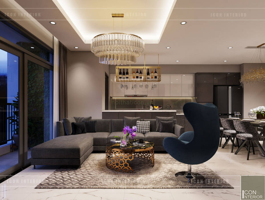 THIẾT KẾ NỘI THẤT CĂN HỘ: Kết hợp Neoclassic và Contemporary style, ICON INTERIOR ICON INTERIOR Salas de estar modernas