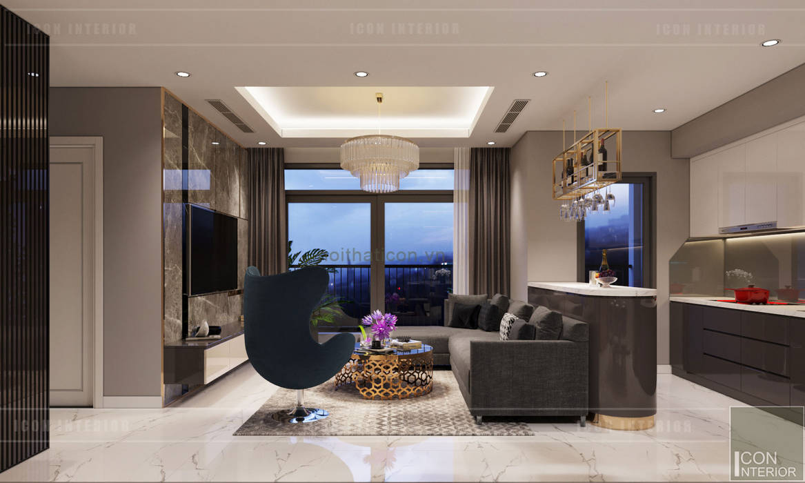 THIẾT KẾ NỘI THẤT CĂN HỘ: Kết hợp Neoclassic và Contemporary style, ICON INTERIOR ICON INTERIOR Modern living room