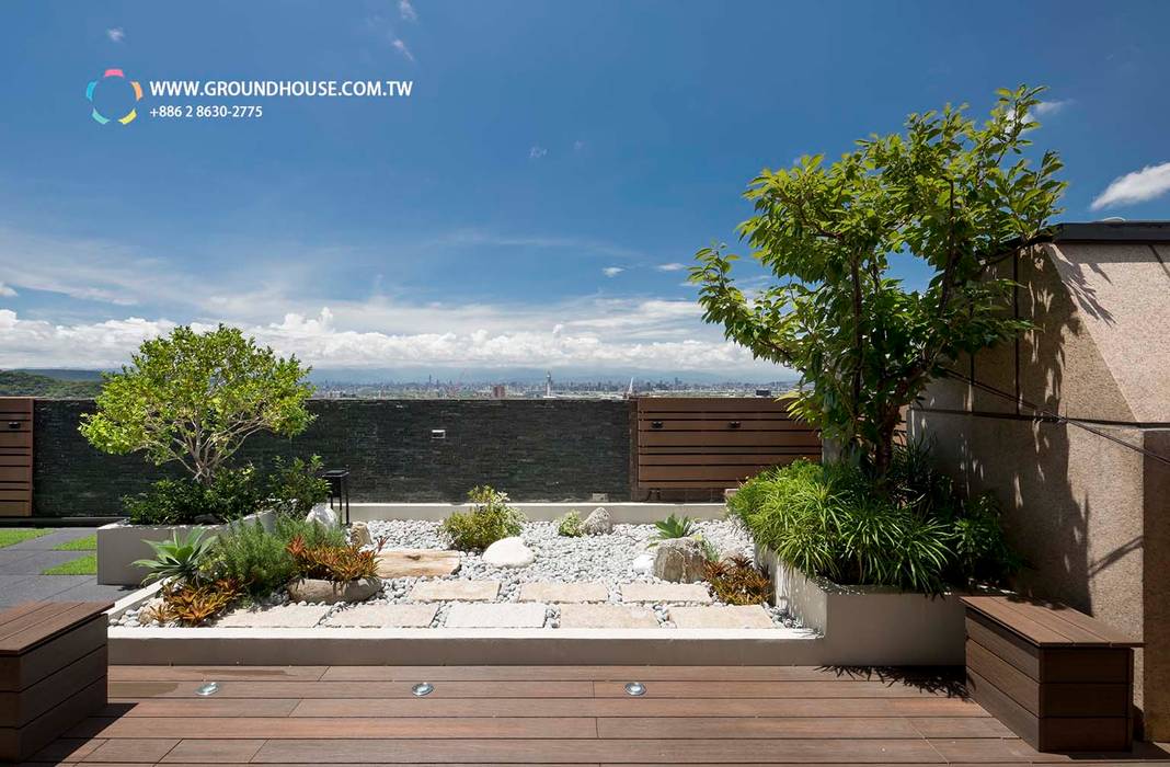 實踐簡約的起居計畫, 大地工房景觀公司 大地工房景觀公司 Minimalist balcony, veranda & terrace